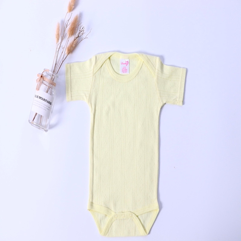 6M short Sleeve Jacquard Cotton Breathable Summer Baby Onesie 6 colors